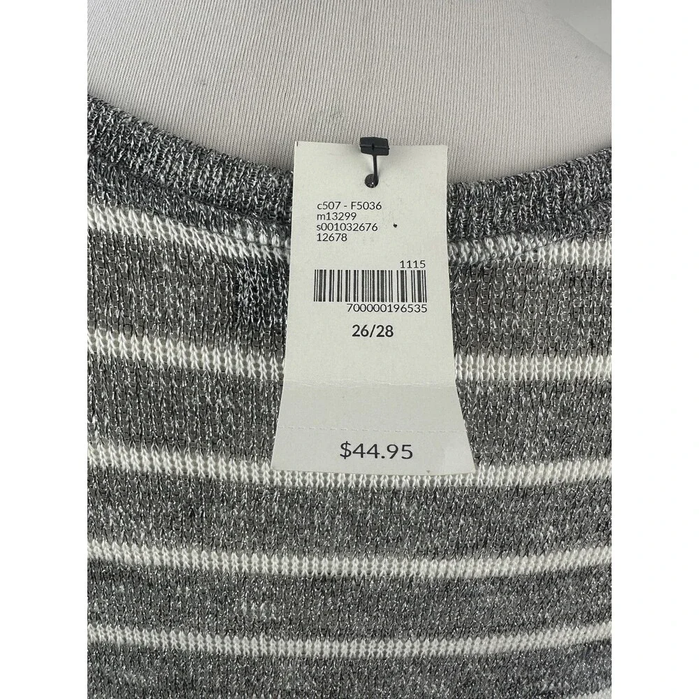 ✨2/$20 NWT Lane Bryant Sheer Metallic Striped Blouse Shimmer Plus Size 26/28 - Picture 14 of 15